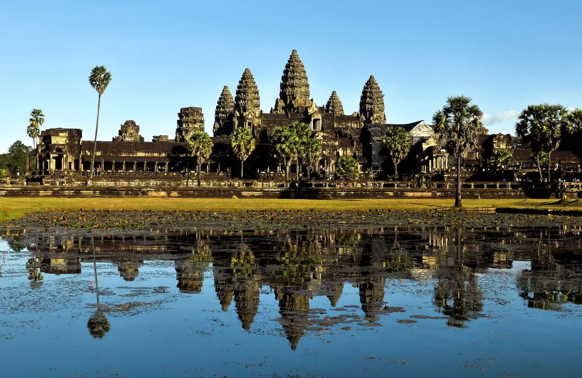 Angkor Wat seen across the north pond